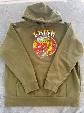 Phish Fall Tour 2018 Hoodie Olive Green Garfield Graphic Concert Sweatshirt M